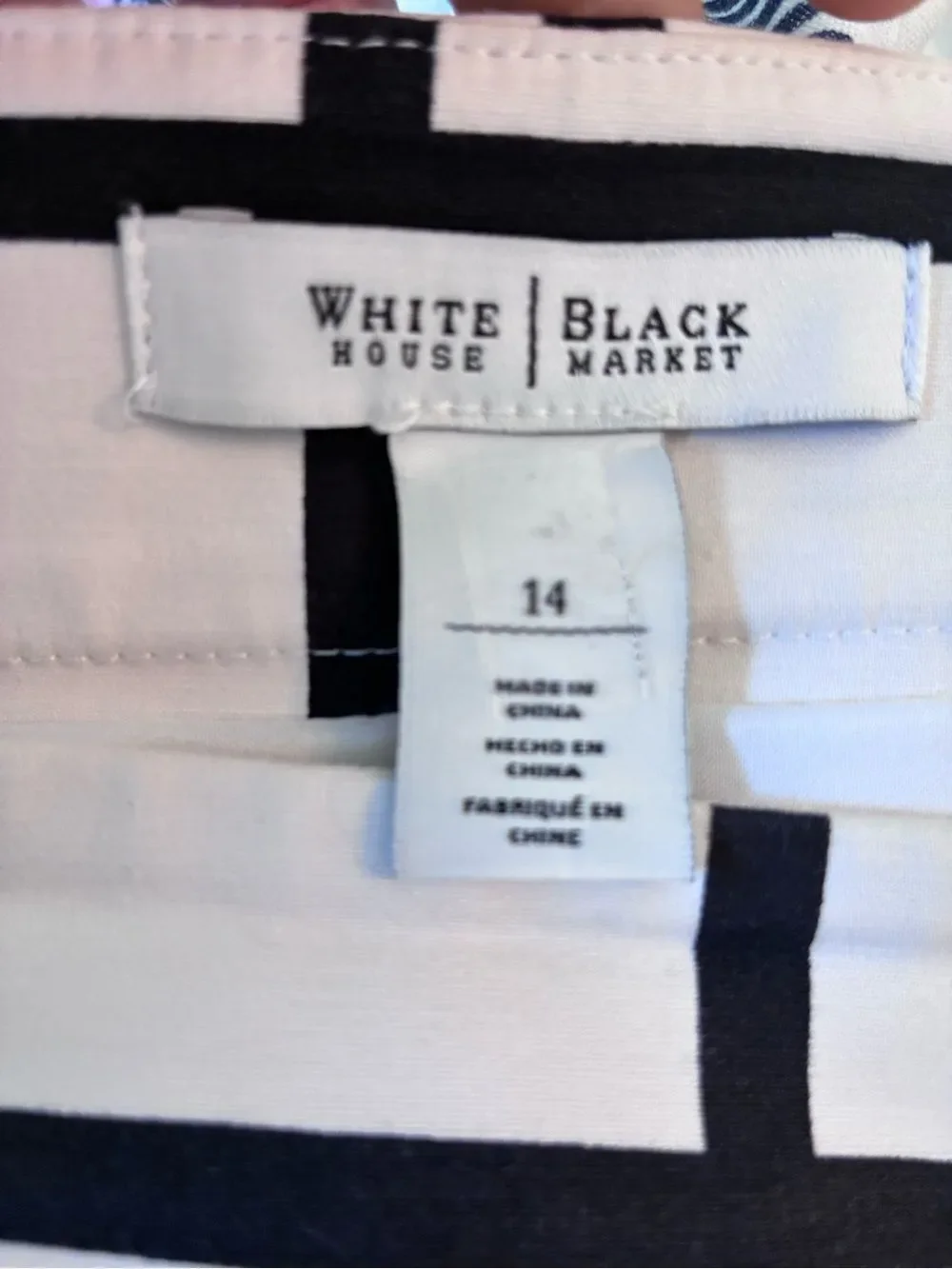 WHBM Unique Pleat White & Black Windowpane Skirt w/front side pleat steps up